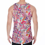 Pastel Bohemian Floral Pattern Print Men's Velvet Tank Top