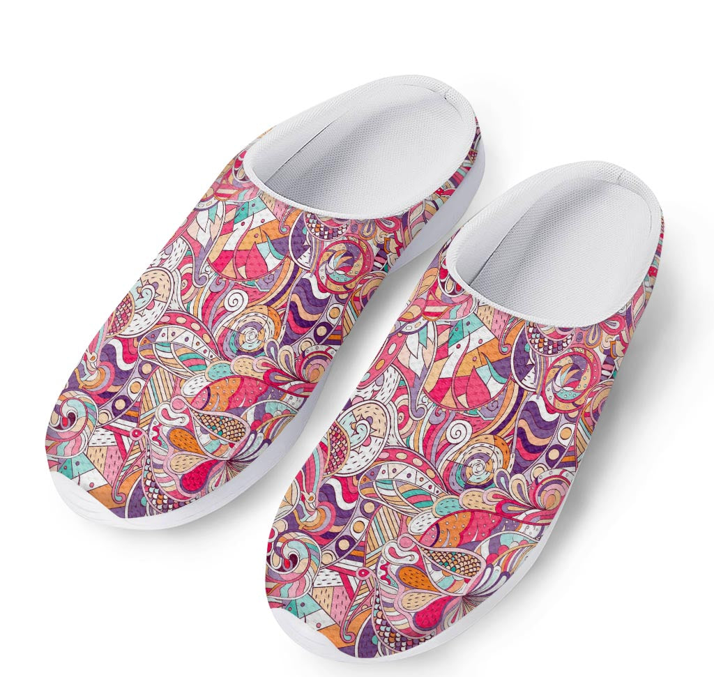 Pastel Bohemian Floral Pattern Print Mesh Casual Shoes
