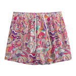 Pastel Bohemian Floral Pattern Print Mesh Shorts
