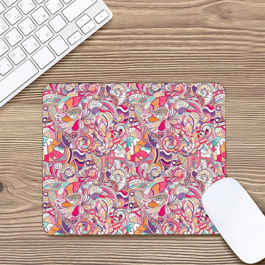Pastel Bohemian Floral Pattern Print Mouse Pad
