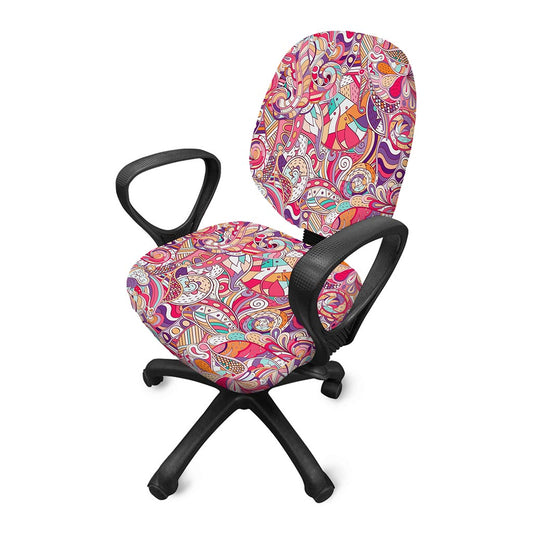 Pastel Bohemian Floral Pattern Print Office Chair Cover