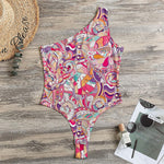 Pastel Bohemian Floral Pattern Print One Shoulder Bodysuit
