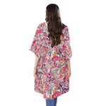 Pastel Bohemian Floral Pattern Print Open Front Beach Cover Up
