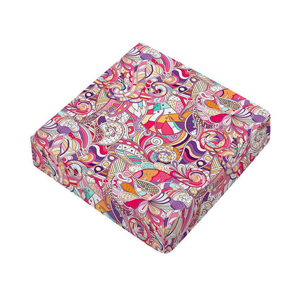 Pastel Bohemian Floral Pattern Print Outdoor Seat Cushion Cover