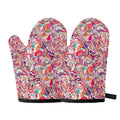 Pastel Bohemian Floral Pattern Print Oven Mitts
