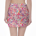 Pastel Bohemian Floral Pattern Print Pencil Mini Skirt