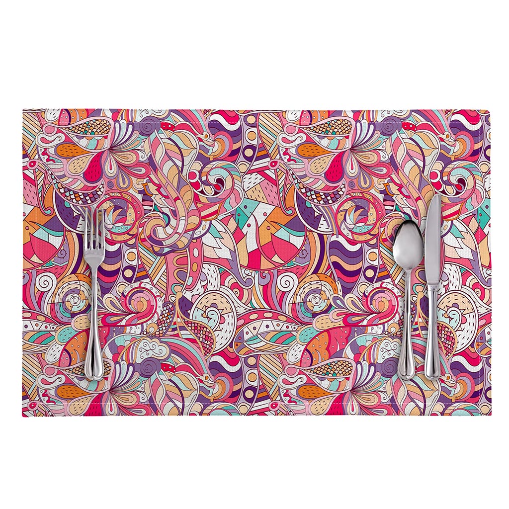 Pastel Bohemian Floral Pattern Print Placemat