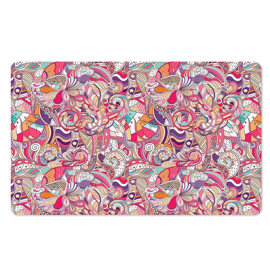 Pastel Bohemian Floral Pattern Print Polyester Doormat