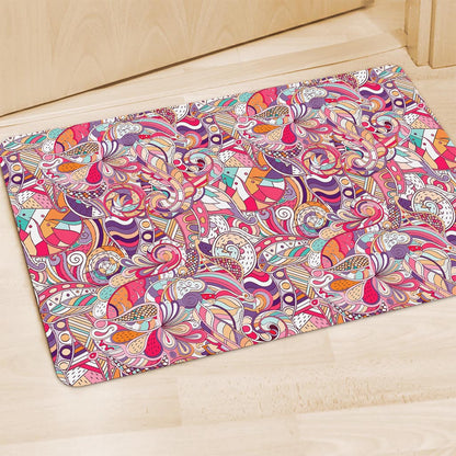 Pastel Bohemian Floral Pattern Print Polyester Doormat