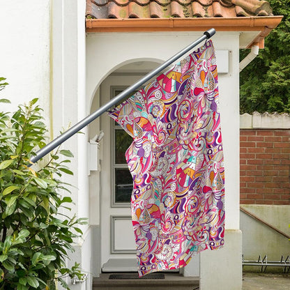 Pastel Bohemian Floral Pattern Print Polyester Flag