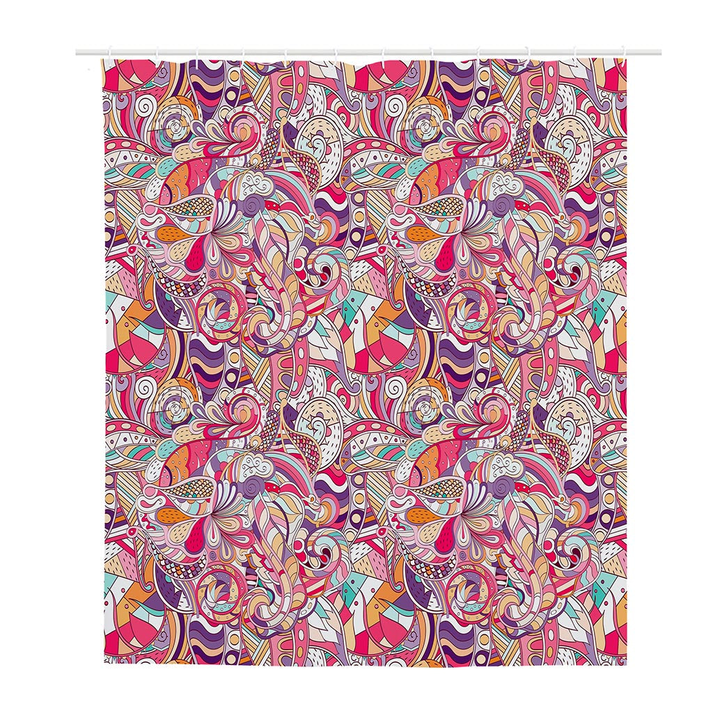 Pastel Bohemian Floral Pattern Print Polyester Shower Curtain
