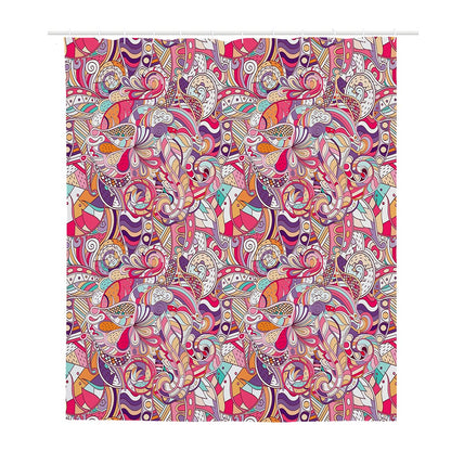 Pastel Bohemian Floral Pattern Print Polyester Shower Curtain