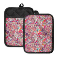 Pastel Bohemian Floral Pattern Print Pot Holders With Pocket