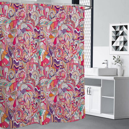 Pastel Bohemian Floral Pattern Print Premium Shower Curtain