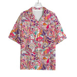 Pastel Bohemian Floral Pattern Print Rayon Hawaiian Shirt