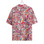 Pastel Bohemian Floral Pattern Print Rayon Hawaiian Shirt