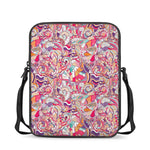 Pastel Bohemian Floral Pattern Print Rectangular Crossbody Bag