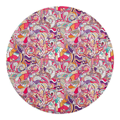 Pastel Bohemian Floral Pattern Print Round Blanket