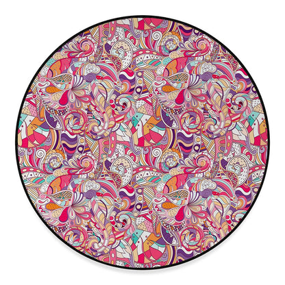 Pastel Bohemian Floral Pattern Print Round Floor Mat