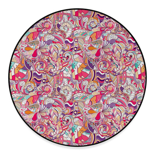 Pastel Bohemian Floral Pattern Print Round Floor Mat