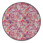 Pastel Bohemian Floral Pattern Print Round Floor Mat