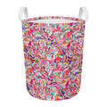 Pastel Bohemian Floral Pattern Print Round Laundry Basket