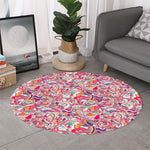 Pastel Bohemian Floral Pattern Print Round Rug