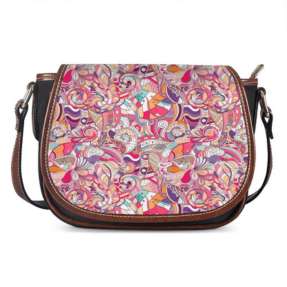 Pastel Bohemian Floral Pattern Print Saddle Bag