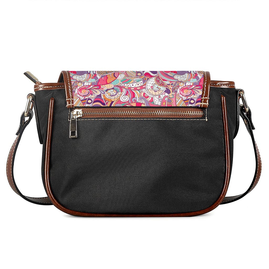 Pastel Bohemian Floral Pattern Print Saddle Bag