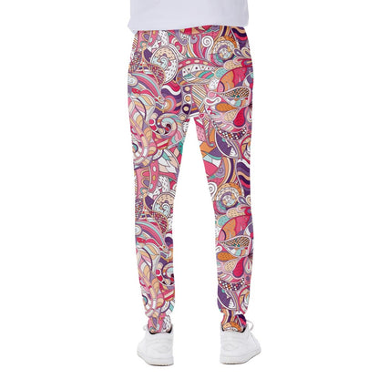 Pastel Bohemian Floral Pattern Print Scuba Joggers