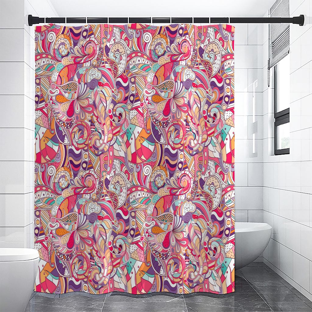 Pastel Bohemian Floral Pattern Print Shower Curtain