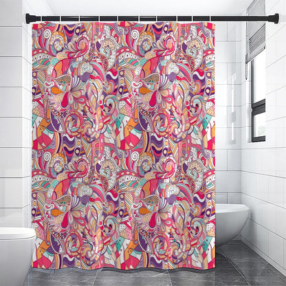 Pastel Bohemian Floral Pattern Print Shower Curtain