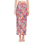 Pastel Bohemian Floral Pattern Print Side Slit Maxi Skirt