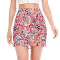 Pastel Bohemian Floral Pattern Print Side Slit Mini Skirt