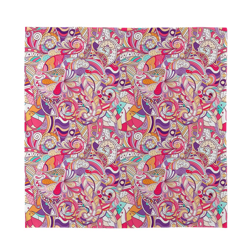 Pastel Bohemian Floral Pattern Print Silk Bandana