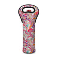 Pastel Bohemian Floral Pattern Print Single Neoprene Wine Tote