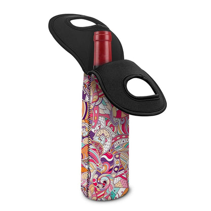 Pastel Bohemian Floral Pattern Print Single Neoprene Wine Tote