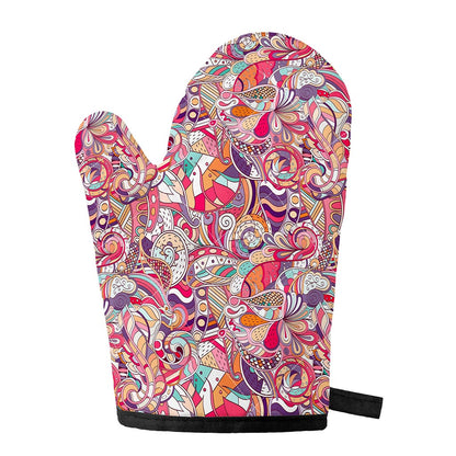 Pastel Bohemian Floral Pattern Print Single Oven Mitt