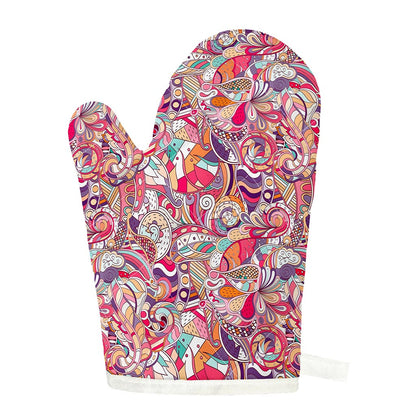 Pastel Bohemian Floral Pattern Print Single Oven Mitt