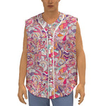 Pastel Bohemian Floral Pattern Print Sleeveless Baseball Jersey