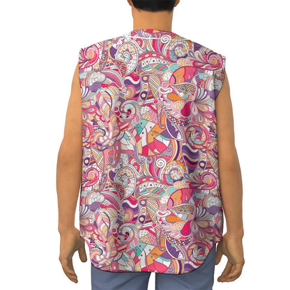 Pastel Bohemian Floral Pattern Print Sleeveless Baseball Jersey