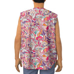 Pastel Bohemian Floral Pattern Print Sleeveless Baseball Jersey