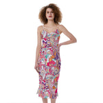 Pastel Bohemian Floral Pattern Print Slim Fit Midi Cami Dress