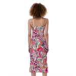 Pastel Bohemian Floral Pattern Print Slim Fit Midi Cami Dress