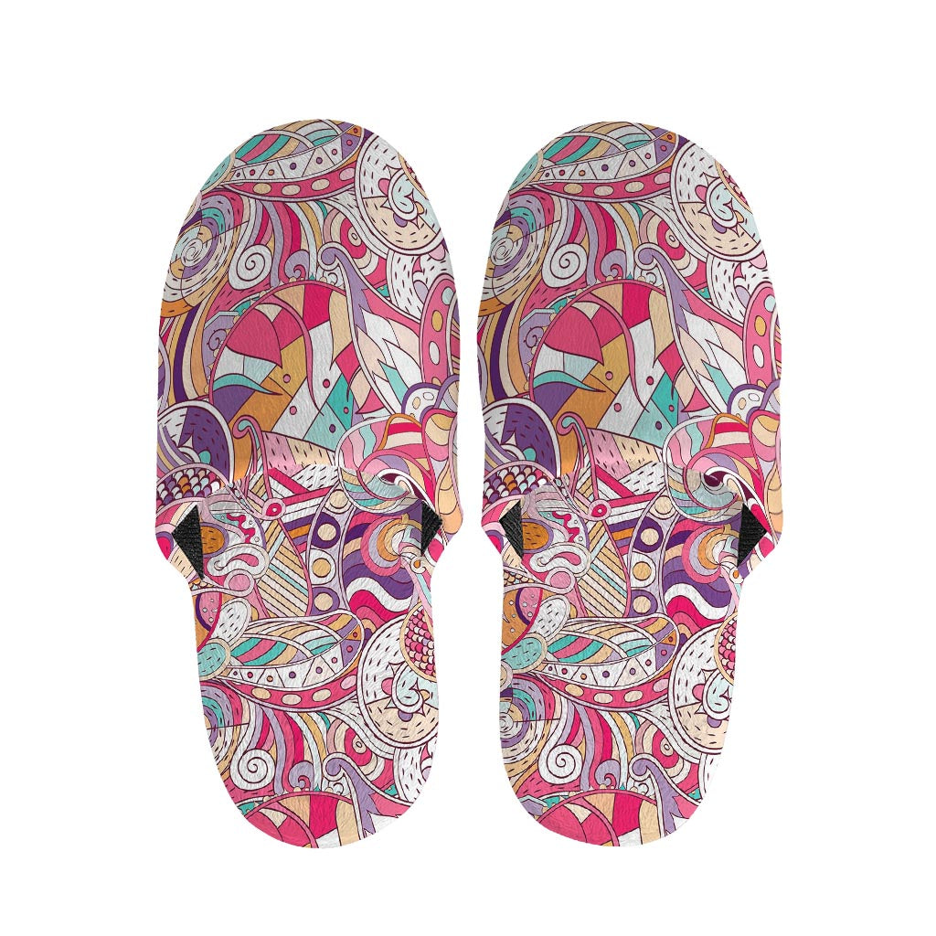 Pastel Bohemian Floral Pattern Print Slippers