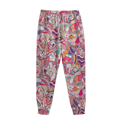 Pastel Bohemian Floral Pattern Print Sweatpants