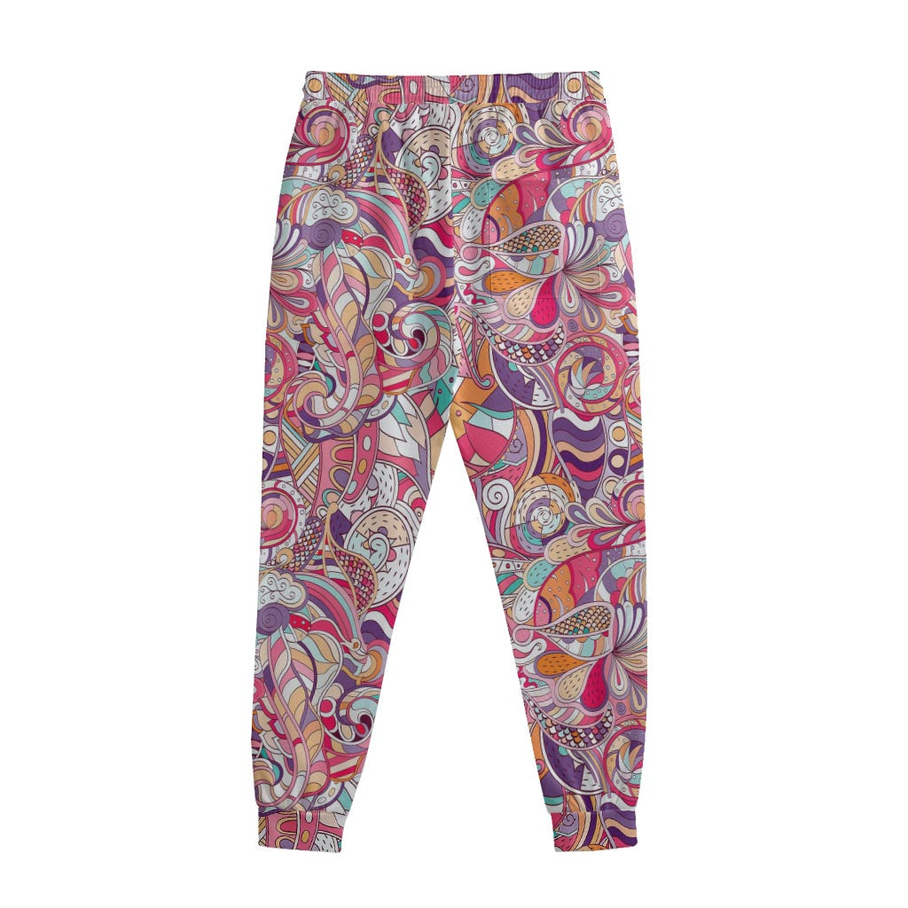 Pastel Bohemian Floral Pattern Print Sweatpants