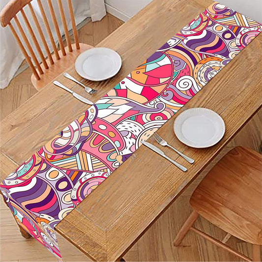 Pastel Bohemian Floral Pattern Print Table Runner