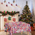 Pastel Bohemian Floral Pattern Print Tablecloth