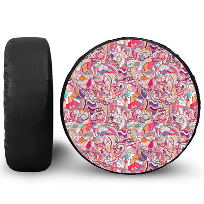 Pastel Bohemian Floral Pattern Print Tire Cover